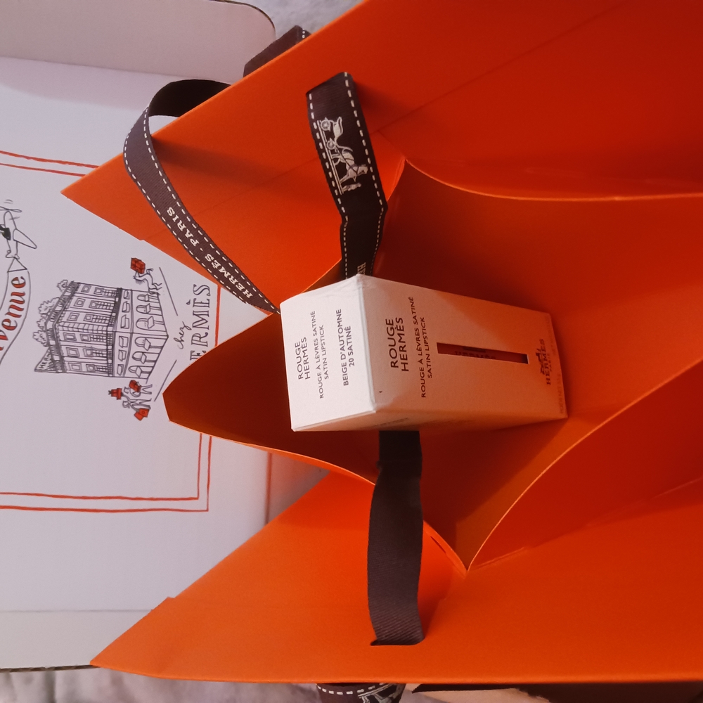 Hermes Orange Gift Bag with Rouge Lipstick